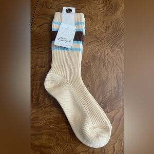 NWT Free People Sporty Slouch Socks - Ivory & Blue